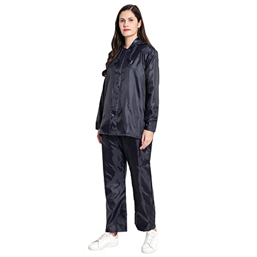 Image of Zacharias Women's Waterproof Reversible Double Layer Solid Raincoat with Pant (RG-2) (Black)