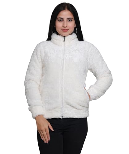 Image of Women's Ultra-Soft Plush Fleece Winter Jacket with High Neck & Full Front Zipper | Warm Cozy Fur Coat for Casual, Travel, Outdoor & Daily Cold Weather Wear