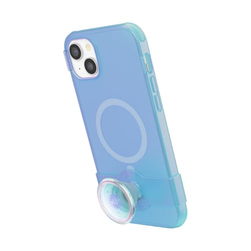 Image of PopSockets iPhone 14 Plus Phone Case with MagSafe, Wireless Charging Compatible, Blue - iPhone 14 Plus MS Blue Translucent
