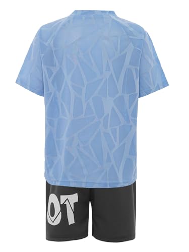 FEESHOW Kids Boys 2 Piece Sport Shorts Set Quick Dry Mesh Athletic T-Shirts with Football Shorts Tracksuits4