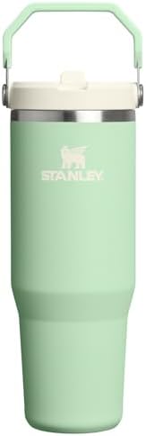 Stanley - Gobelet IceFlow 2.0 à paille rabattable avec manche 30 onces | Couvercle à visser et paille rabattable | Bouteille d’eau résistante aux fuites | Acier inoxydable isolé | Sans BPA | Pistache