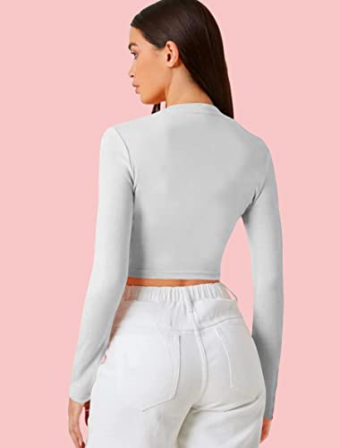 Image of Dream Beauty Fashion Women's Casual Round Neck Long Sleeves Stylish Crop Top - 17 inch Inches (Tee-Tally 02)