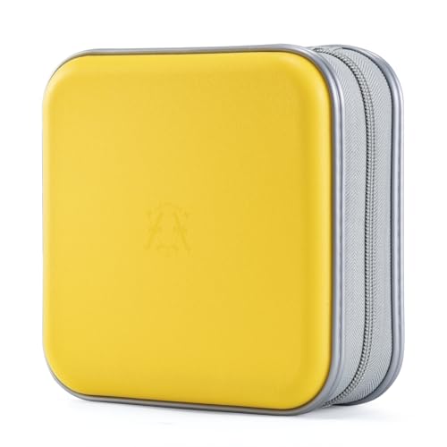 alavisxf xx Porta CD Custodia Plastica Dura da 48 Capacità - CD Organizer per Auto Porta CD Borsa Custodia CD Auto Protettiva Portafoglio Organizer (Giallo48, 48 Capacità)