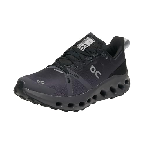 On Women's Cloudsurfer Trail Waterproof Hiking Shoe, Black/Eclipse, 9