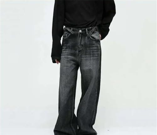 Mens Vintage Straight Denim Pants Loose Fit Wide Leg Casual High Street Fashion Trousers2