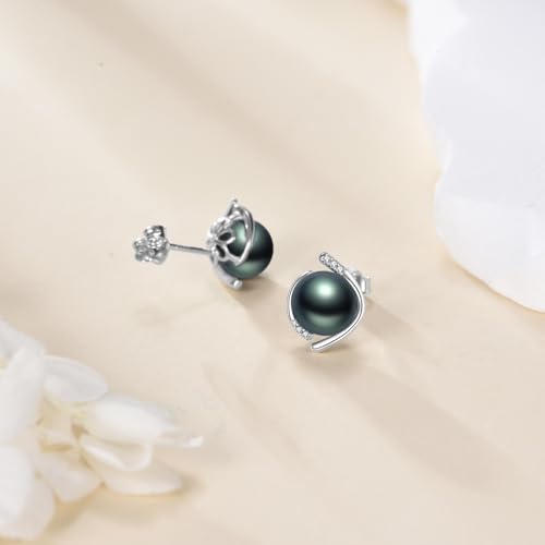 Tahitian Black Pearl Earrings with Daimond Stud Earrings Jewelry Gifts for Women3