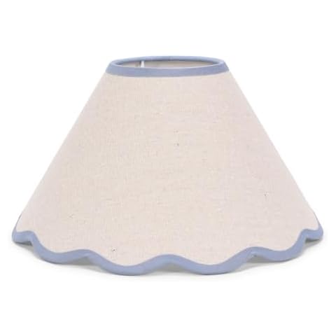Small Linen Tapered Light Shade with Blue Trim Cover