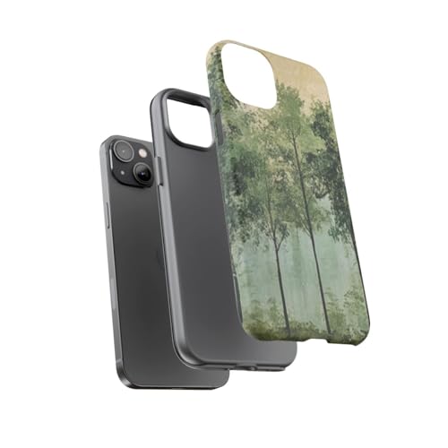 Coque iPhone 14 Plus design nature art ligne arbre verte