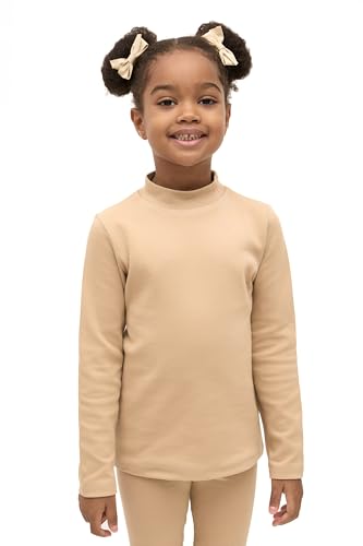 Image of Lilax Girls' Basic Long Sleeve Mock Turtleneck Cotton T-Shirt