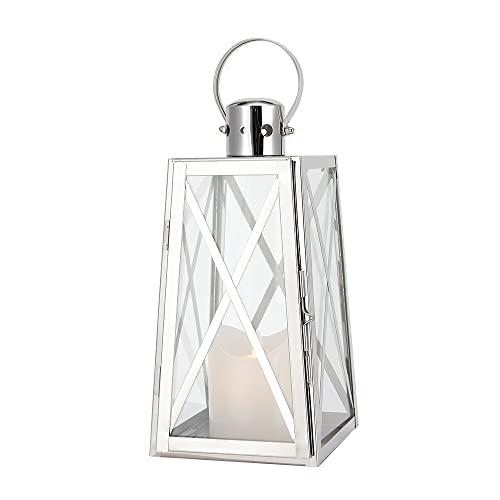 TRIROCKS 30 cm High Stainless Steel Decorative Lantern Metal Candle Holder with Clear Glass Panels Perfect for Home Decor Living Room Parties Events Tabletop Indoors Outdoors(Silver) - Image 4
