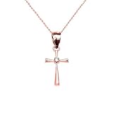 Religious Jewelry by FDJ 14K Rose Gold Diamond Solitaire Accent Cross Pendant Necklace - 20