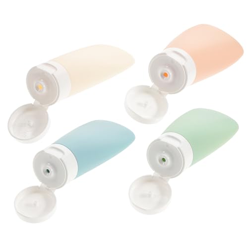 Lurrose 4個 装瓶 入り 軽量プラスチック製 化粧品用詰め替え容器 携帯便利 旅行用ローションシャンプーボトル バッグ付き漏れ防止