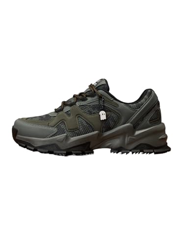 Image of The Souled Store Fumes NX: Sage Men and Boys Low Top Sneakers Green and Off White Streetwear Chunky Trainer Breathable Mesh Cushioned Midsole Durable Sole Lace Up Lightweight Padded Collar