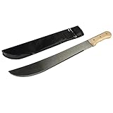 MISO Tools Machete mit gerader Stahlklinge Holzgriff + Nylon Schutzhülle Haumesser Outdoor Camping Jagdmesser