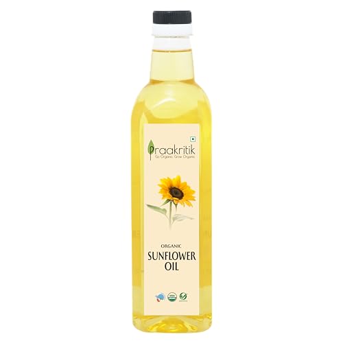 Image of Praakritik Cold Pressed Sunflower Oil 1L, Cold Pressed, Pure & Natural, Zero Chemicals, Ideal for Cooking & Frying, Unrefined & Preservative-Free