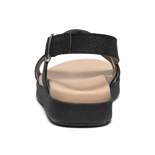 KEEN KEEN Women's Elle Luxe Cross Strap Cute Comfortable Leather Sandals, Black/Black, 8