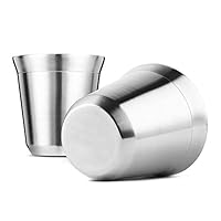 SUMSEA Edelstahl Espressotassen 2 Pack, Doppelwandige isolierte Kaffeetassen Teetassen, leicht zu reinigen und spülmaschinenfest (80ML)