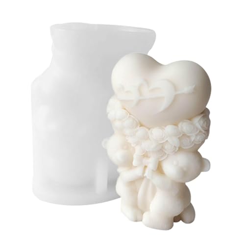 シリコンベアキャンドル型?ブーケ付きデザイン | クマ、ラブベア、キャンドル作り用ダイヤモンドベア | バレンタインデーのお土産 | ホームデコレーションやアロマセラピーに最適