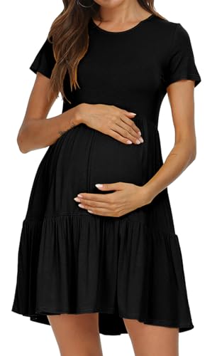 Image of levaca Womens Summer Casual Dresses Beach Coverup Loose Short Sleeve T Shirt Dress 2025 Midi Outfit Sundress