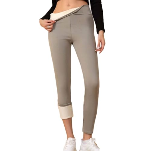 DAIHAN Leggins Mujer Invierno Forro Polar Leggings Térmicos Cintura Alta Deportivos Elásticos Mallas Pantalones Calientes Elásticos,B-Gris2,XS