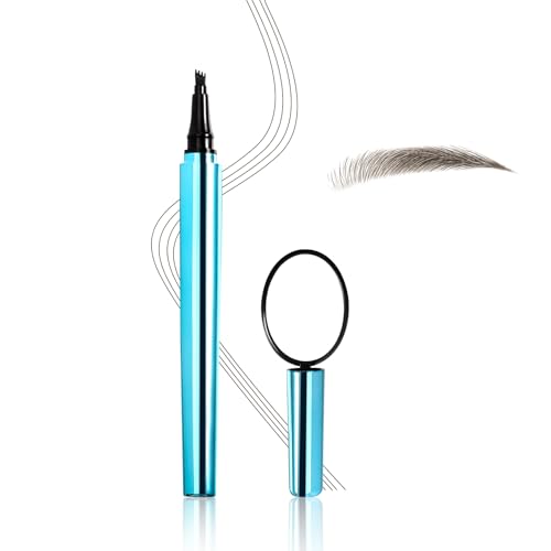 Boobeen Microblading Augenbrauenstift mit Spiegel, wasserfester flüssiger Brauenstift, 4-Gabel-Spitze für natürlich haarähnliche Brauen, langanhaltendes Makeup-Set