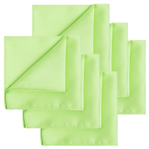 Image of KissTies 6PCS Satin Pocket Square Plain Color Handkerchief Gift Set