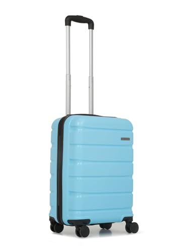 Image of TEAKWOOD LEATHERS Unisex 8 Wheels Trolley Bag, Hard Cabin with Zipper Closure, Adjustable Push Button & Cross Side Strap, Lock System 360 Degree (55 CM, Sky Blue)