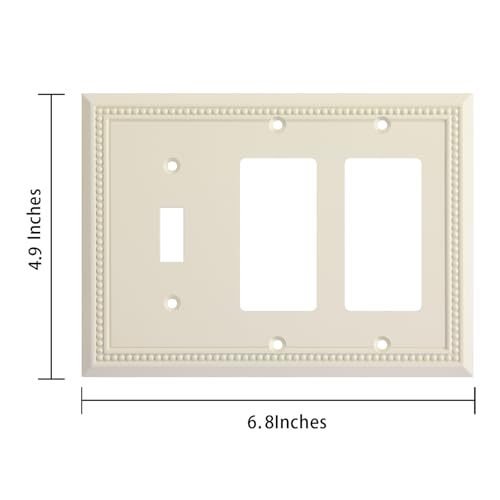Image of Henne Bery Sunken Pearls Heavy Duty Decorative Wall Plate Switch Plate Outlet Cover (Single Toggle /Double Decorator, Light Almond)