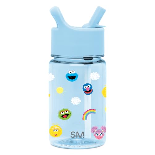 Image of Simple Modern Sesame Street Kids Water Bottle Plastic BPA-Free Tritan Cup with Leak Proof Straw Lid | Reusable and Durable for Toddlers, Boys | Summit Collection | 12oz, Sesame Street Pals