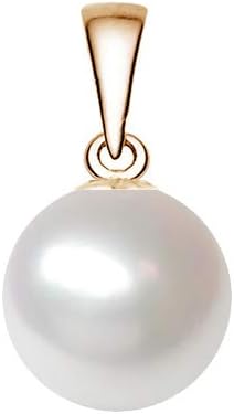 Japanese White Akoya Cultured Pearl Pendant for Women AA+ Quality Yellow Gold Plated Sterling Silver