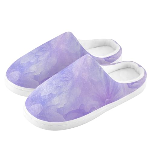 JUNZAN Purple Beautiful Pattern Women Cotton Slippers Non Skid Memory Foam Guest Slippers for Outdoor Christmas Presents 6-74