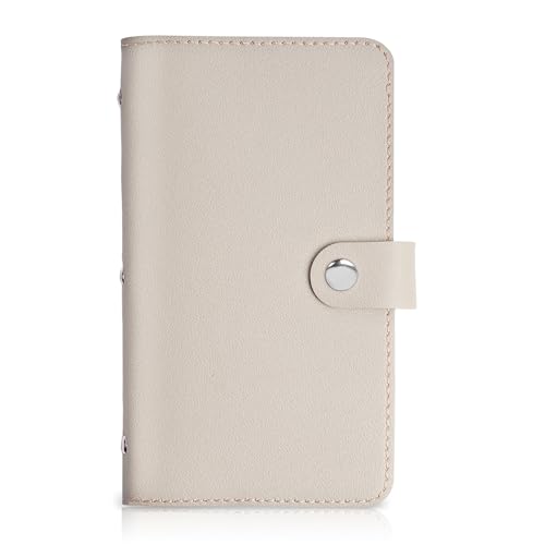 Porte-cartes de visite en cuir synthétique beige lizimandu pour 96 cartes