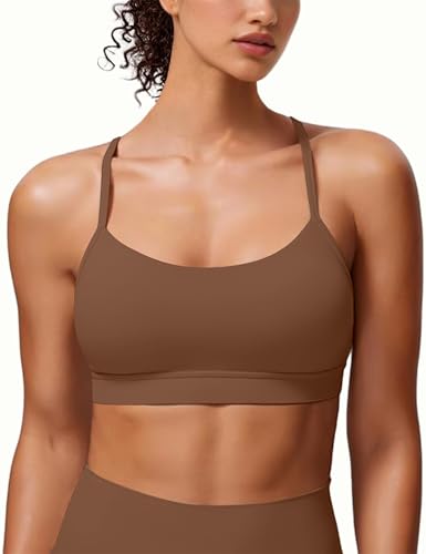 Image of MIRITY Padded Y-Back Sports Bra for Women - Racerback Low ImpactYoga Workout Top with Spaghetti Strap Pack of 3