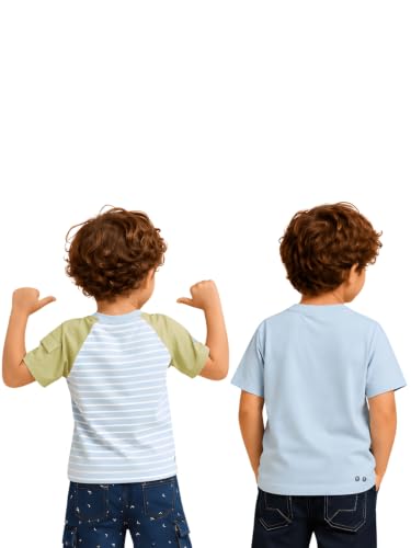 Image of Pilolo Kids Soft Cotton Lycra Pocket T-Shirt for Boys - (Combo Pack of 2)