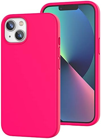 K TOMOTO Compatible with iPhone 13 Case, [Drop Protection] [Anti-Scratch] Shockproof Liquid Silicone Anti-Fingerprint Cover with Microfiber Lining Phone Case for iPhone 13 6.1" (2021), Hot Pink