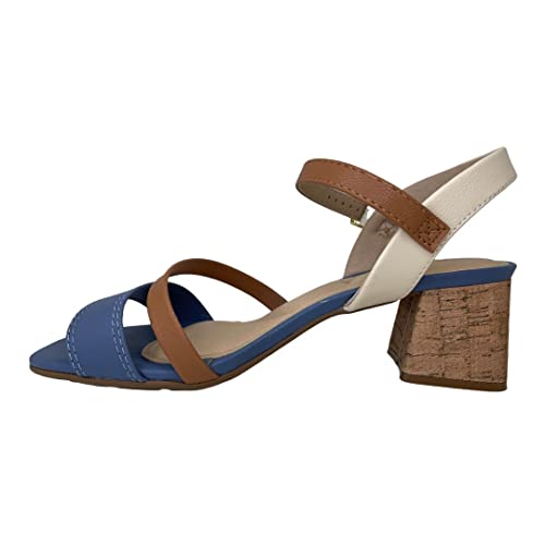 SANDÁLIA FEMININA MODARE 7172.101 ORTOPÉDICA SALTO BLOCO 6 CM Cor:Azul;Tamanho:36