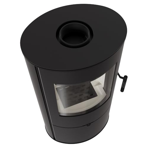 KRATKI Kaminofen aus stahl ROLLO bereit Satz Ø 150 7 kW mit Raumluftunabhängig, Bblass Verkleidung, freistehend, BImSchV 2, Staubauslass, 150 mm, EEK A Kaminofen HKI