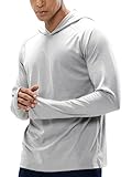 MIER Men's Long Sleeve Hiking Shirts UPF 50+ Sun Protection Fishing Hoodie SPF UV Running Workout Hooded T-Shirt, Light Grey, M