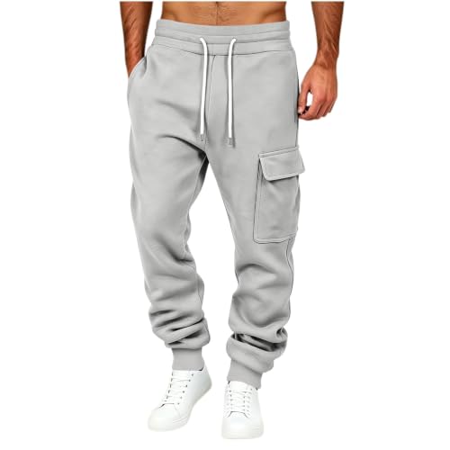 Pantalones Holgados para Hombre Cargo Sweatpants for Men Baggy Drawstring Joggers Hiking Fall Winter Pants Mens Cargo Joggers with Pockets Sweatpants Heavyweight Gray S - image 2