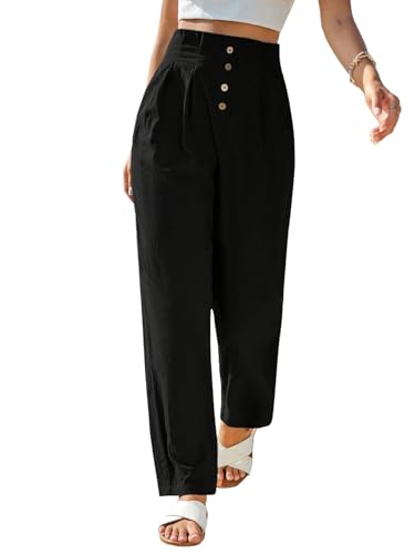 Image of TOPLOT Women High-Waist Pants | Pleated Relaxed Fit Trousers for Woman | Casual & Elegant Look with Workwear for Office, Events & College (5194)
