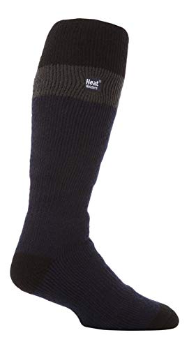 HEAT HOLDERS - Homme Hautes Chaudes Thermique Ski Chaussettes pour Bottes (39/45, Navy/Black)