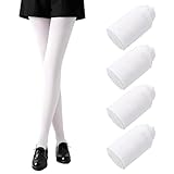 Meunhy 4 Pair White Tights for Women,Soft Opaque Solid Color Pantyhose,Ballet Tights Women, Stretch Transition Footed High Waist White Leggings for Gymnastics, Training School Daily and Ballet