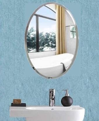 WINDOW Adinath Creators Oval 14 * 20 Bevelled Mirror Bathroom Mirror (Round)