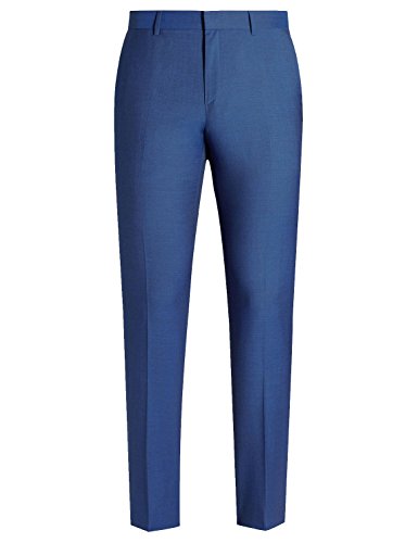 HBDesign Mens Business Fashion Slim Fit Flat Straight Embroidered Red Iron Pants