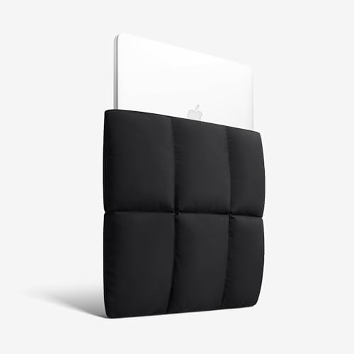 Image of Comfyable Puffy Laptop Sleeve 15 Inch 16 Inch, Quilted Puffer Laptop Carrying Case, Pillow Case Compatible for MacBook Air 15 in M3 2024 & MacBook Pro 16 in M4 2024 M3 M2 M1, 16 in Puff Cover, Black