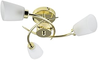 MiniSun Modern 3 Way Spiral Polished Gold Ceiling Light Fitting with Frosted Glass Shades - Complete with 3w LED G9 Bulbs [3000K Warm White]