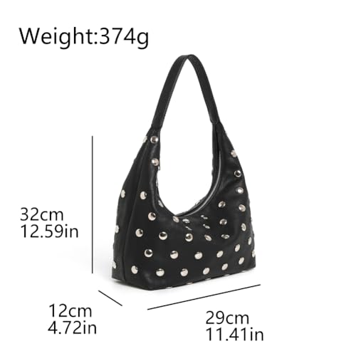 Bolso Hobo con Tachuelas para Mujer en Cuero Vegano Suave miniatura 6