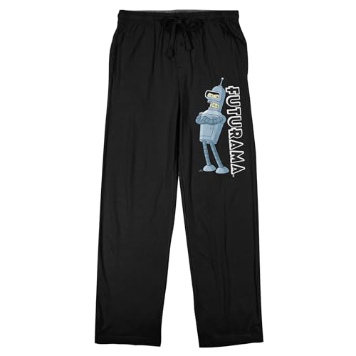 Futurama Bender Character Art Mens Black Sleep Pants-Small