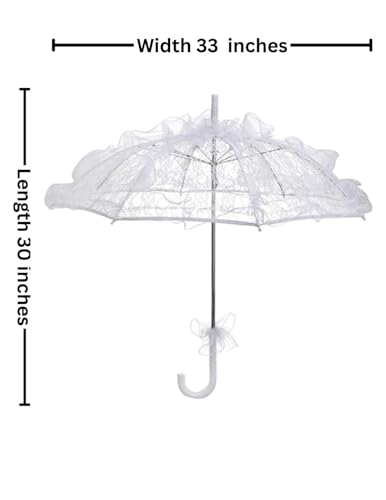 Image of BookMyCostume Kids White Lace Net Parasol Umbrella Costume Accessories For Marriages & Party Shoots Decoration
