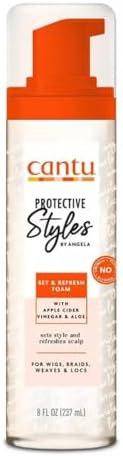 Cantu Protective Styles by Angela Set & Refresh Foam with Apple Cider Vinegar & Aloe, 8 Ounce